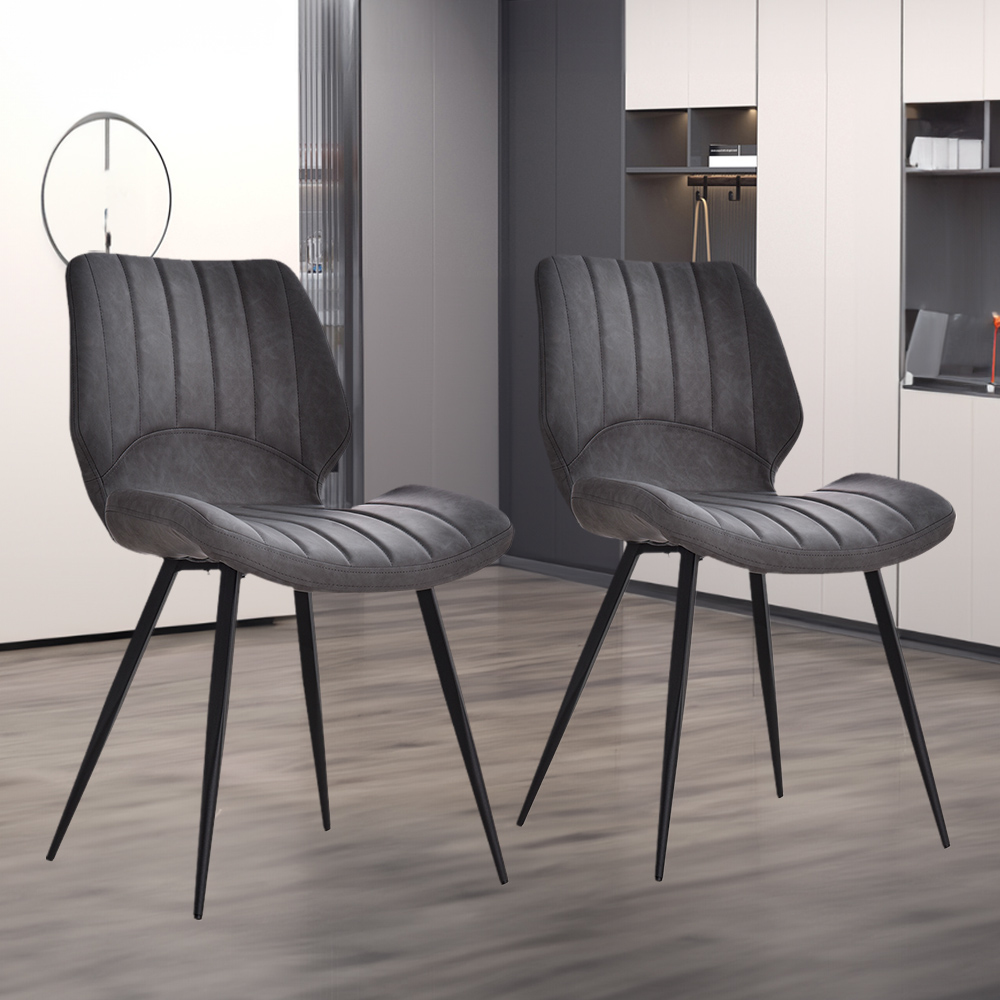 Portland Set of 2 Grey Faux Leather Dining Chair Image 1