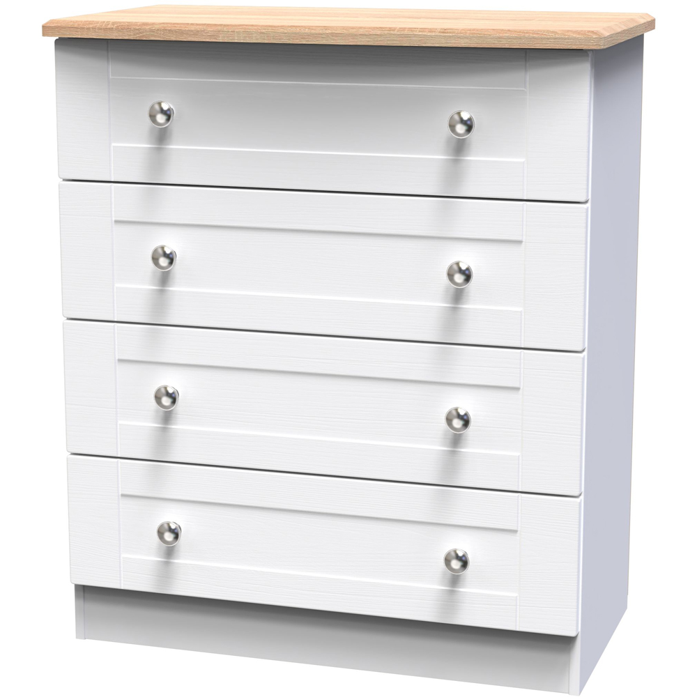 Crowndale Sussex 4 Drawer White Ash and Bardolino Oak Chest of Drawers Ready Assembled Image 2