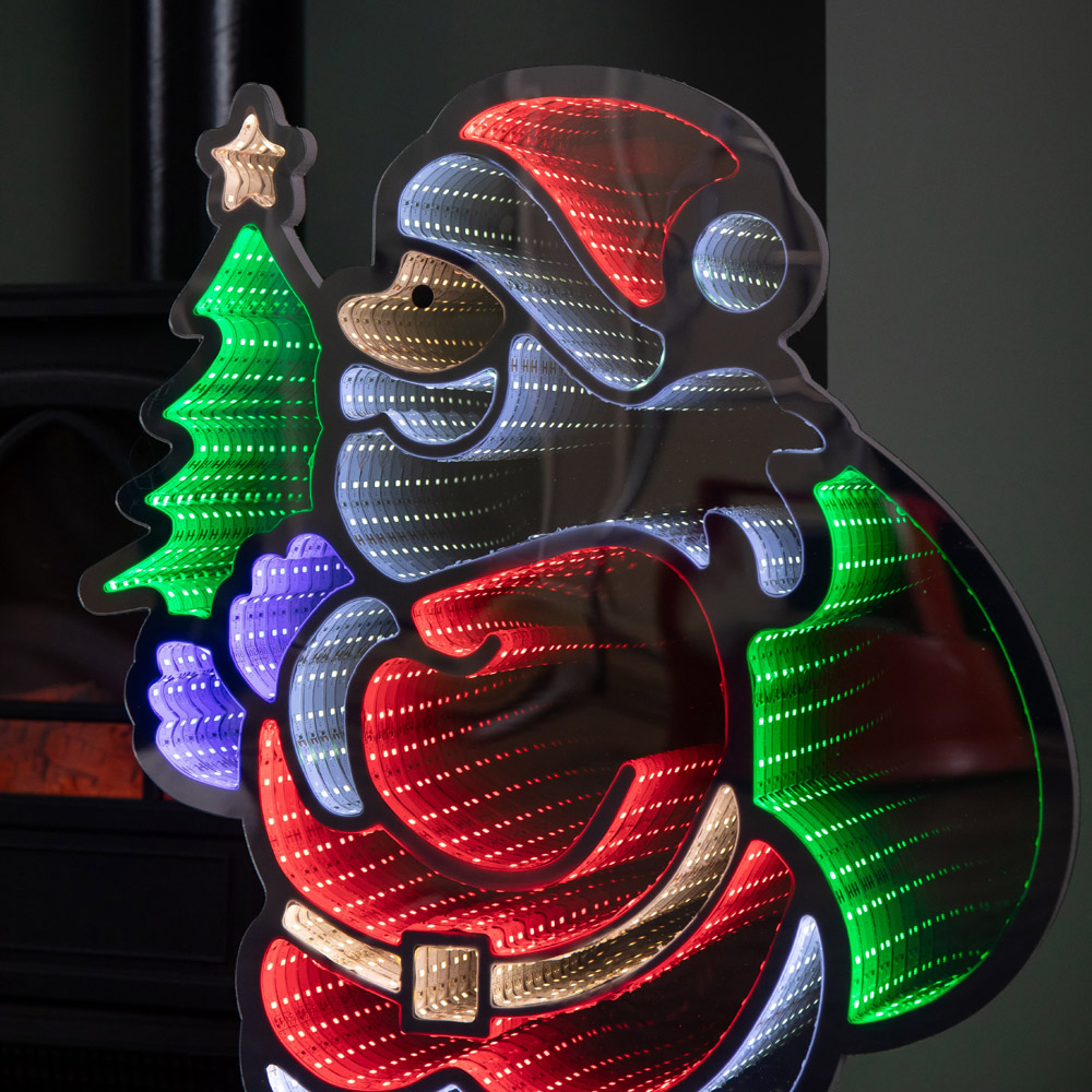 Samuel Alexander Light Up Standing Santa with Christmas Tree Infinity Decoration 60cm Image 3