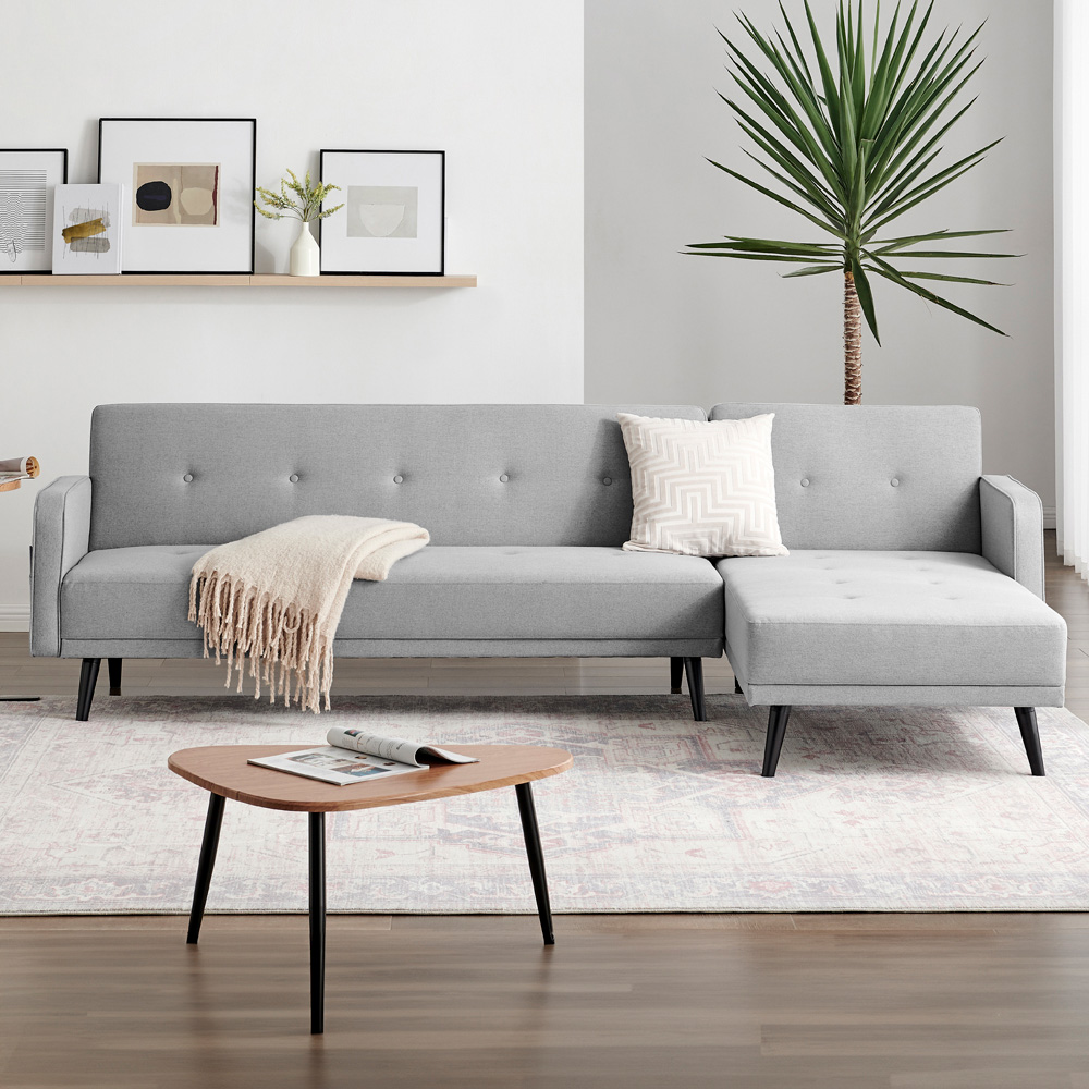 Furniturebox Oliver 3 Seater Grey Left Hand Sofa Bed Image 1