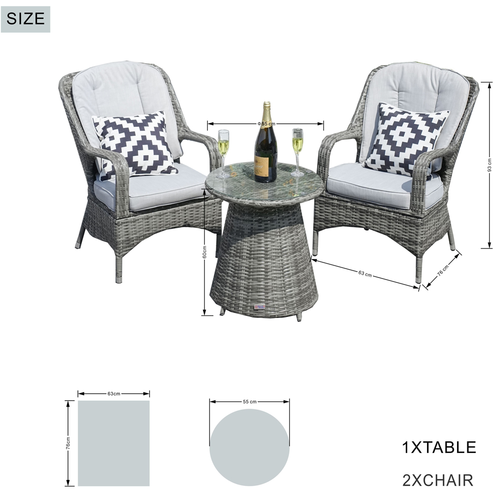 Direct Wicker 2 Seater Grey Rattan Aluminium Garden Bistro Set Image 9