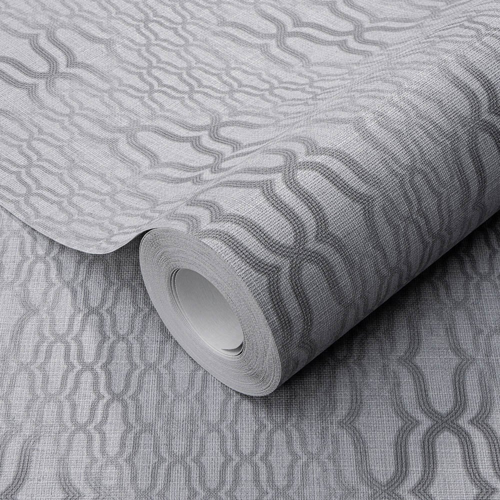 Erismann Soft Geometric Trellis Grey Non Woven Vinyl Wallpaper Image 2