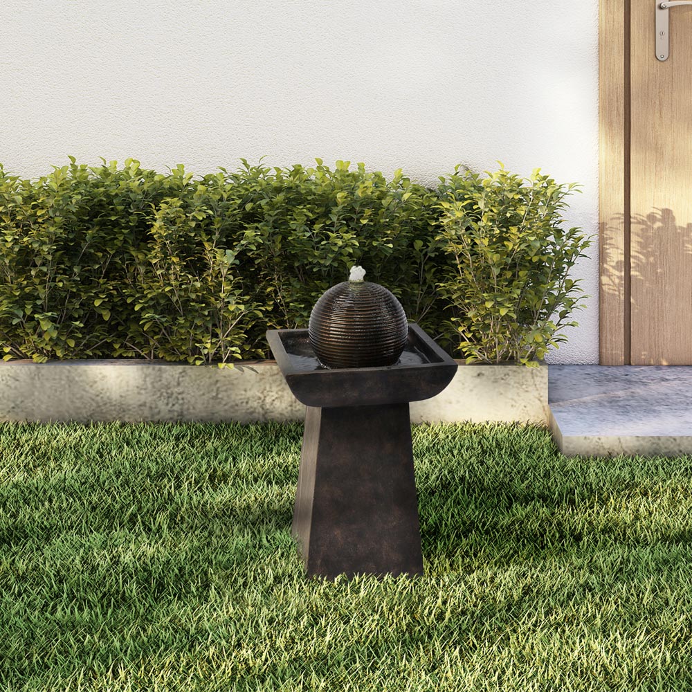 Teamson Home Pedestal with Orb Outdoor Fountain and LED Light Image 2