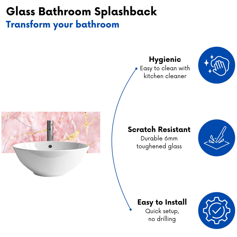 Warren Reed Designer Rose Marble Effect Bathroom Splashback 25 x 60cm Image 4