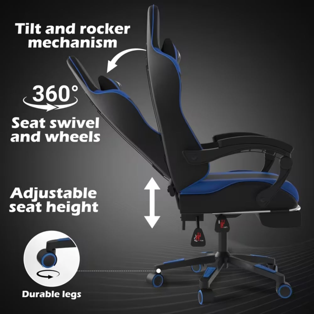 Alivio Blue Ergonomic Massage Gaming Chair Image 8