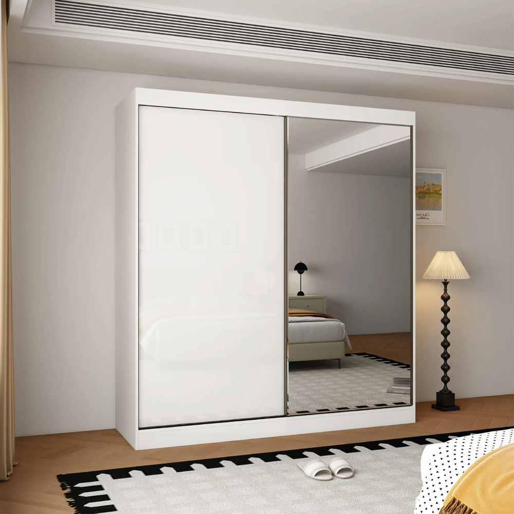 ARTESA Pacific 2 Door Gloss White Mirrored Sliding Wardrobe Image 2