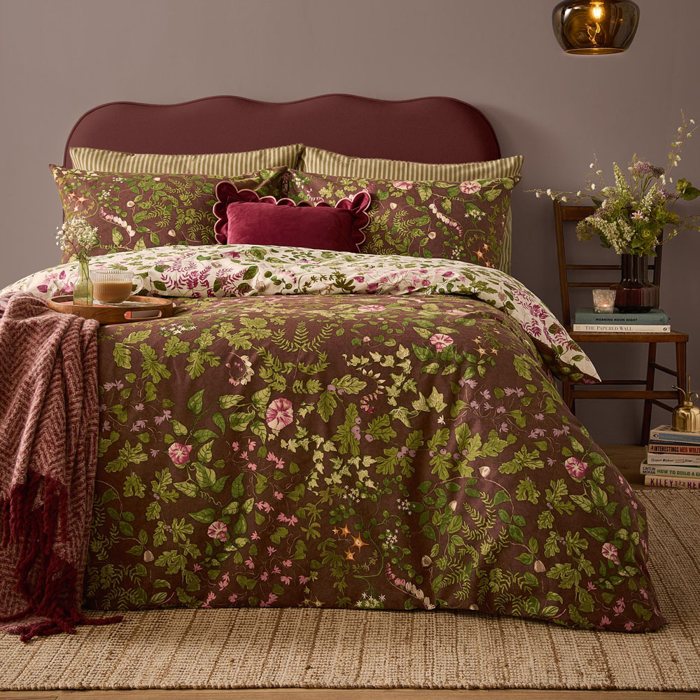 Furn Flora Wilde Double Chocolate Reversible Duvet Cover Set Image 1