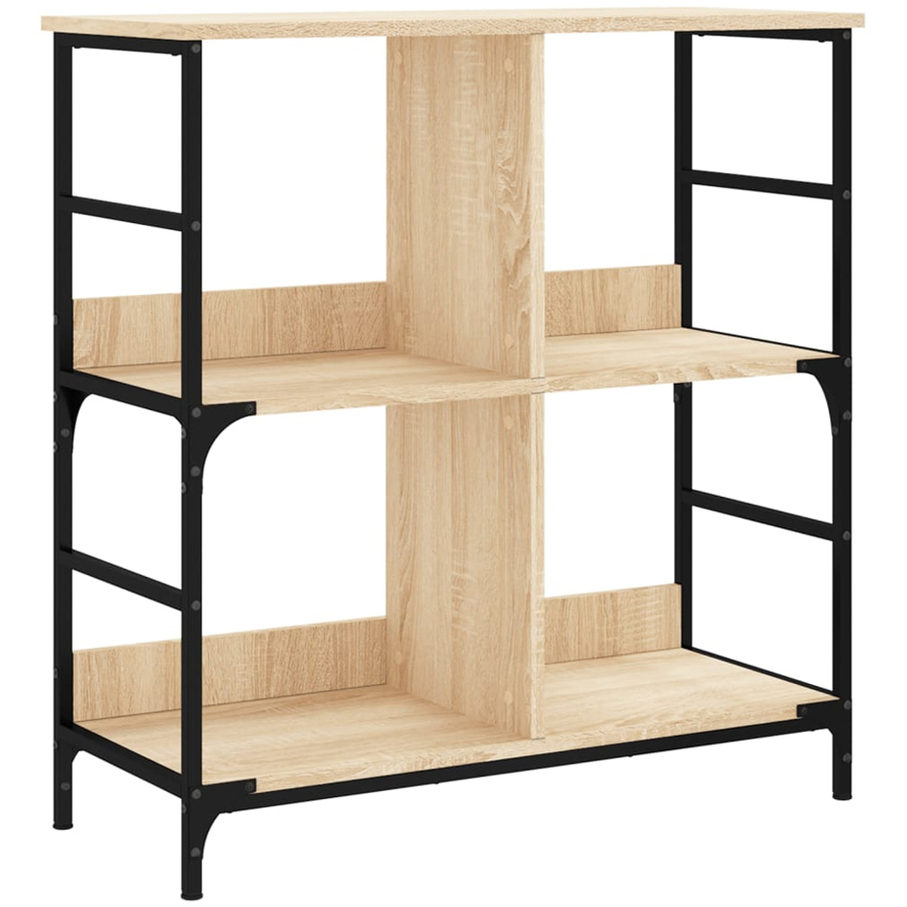 vidaXL 4 Open Shelf Sonoma Oak Compact Bookshelf Image 2
