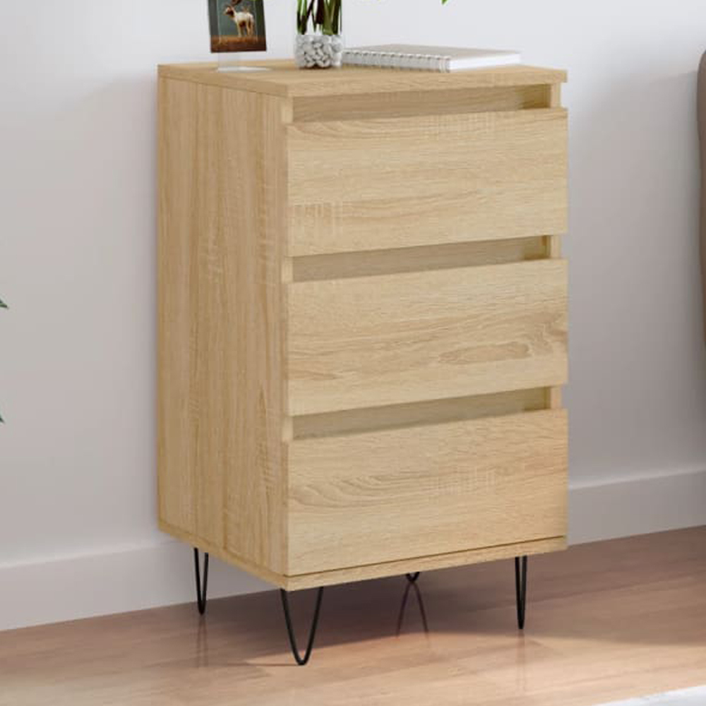 vidaXL 3 Drawer Sonoma Oak Sideboard Image 1