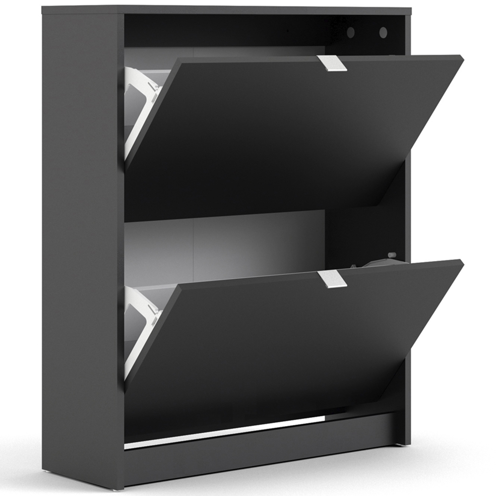 Florence Shoes 2 Flip Door Double Layer Matt Black Shoe Storage Cabinet Image 5