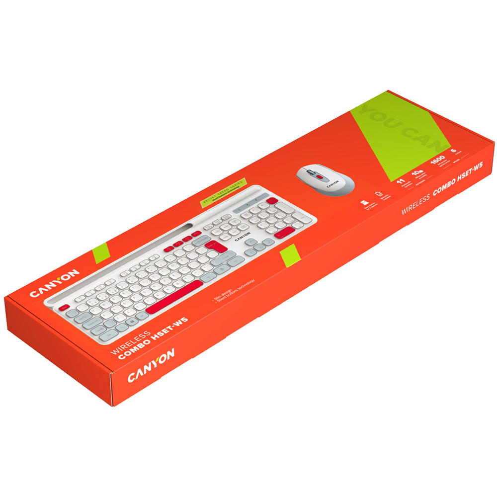 Canyon HSET-W5 White Wireless Keyboard and Mouse Set Image 2