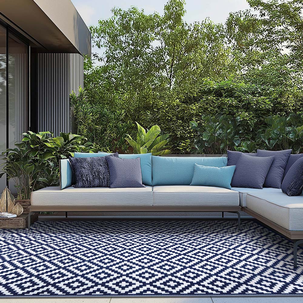 Green Decore Bliss Navy Blue and White Camping and Picnic Rug 270 x 360cm Image 4