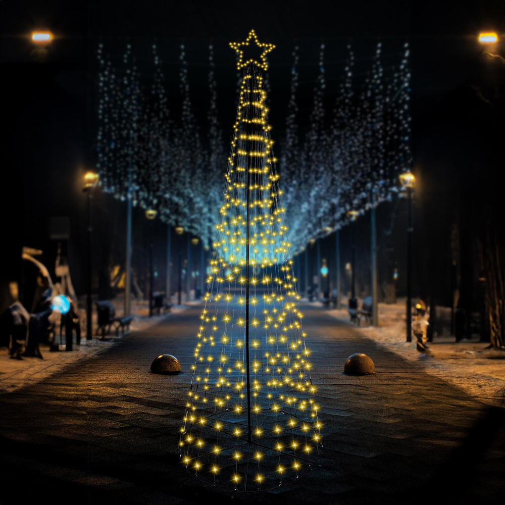 Shatchi Warm White LED Pre Lit Maypole Artificial Christmas Tree 7.1ft Image 1