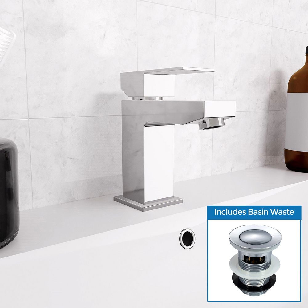 Nes Home Leon Chrome Cloakroom Basin Mixer Tap with Waste Image 2