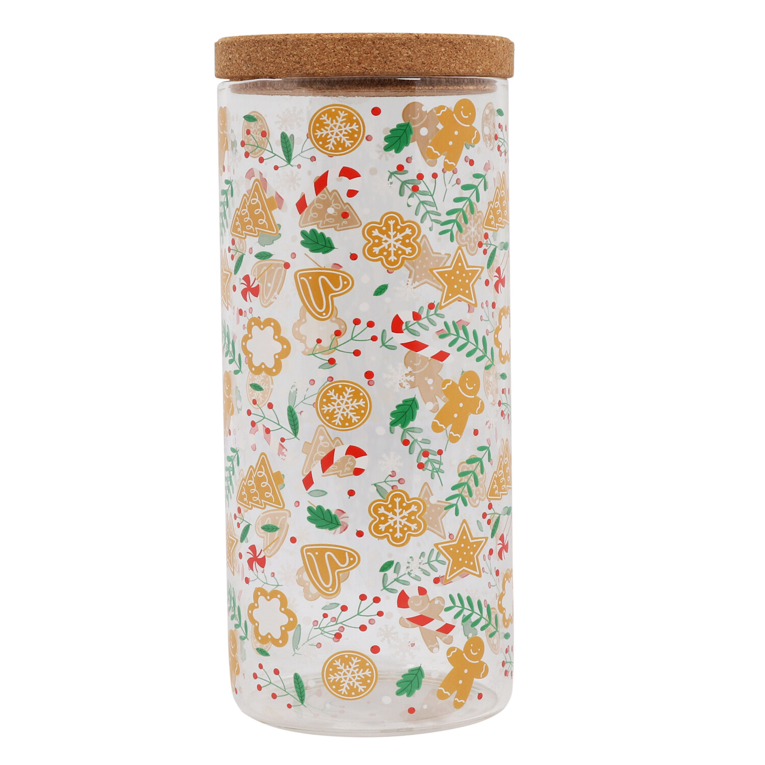 Christmas Glass Jar with Cork Lid - Clear Image