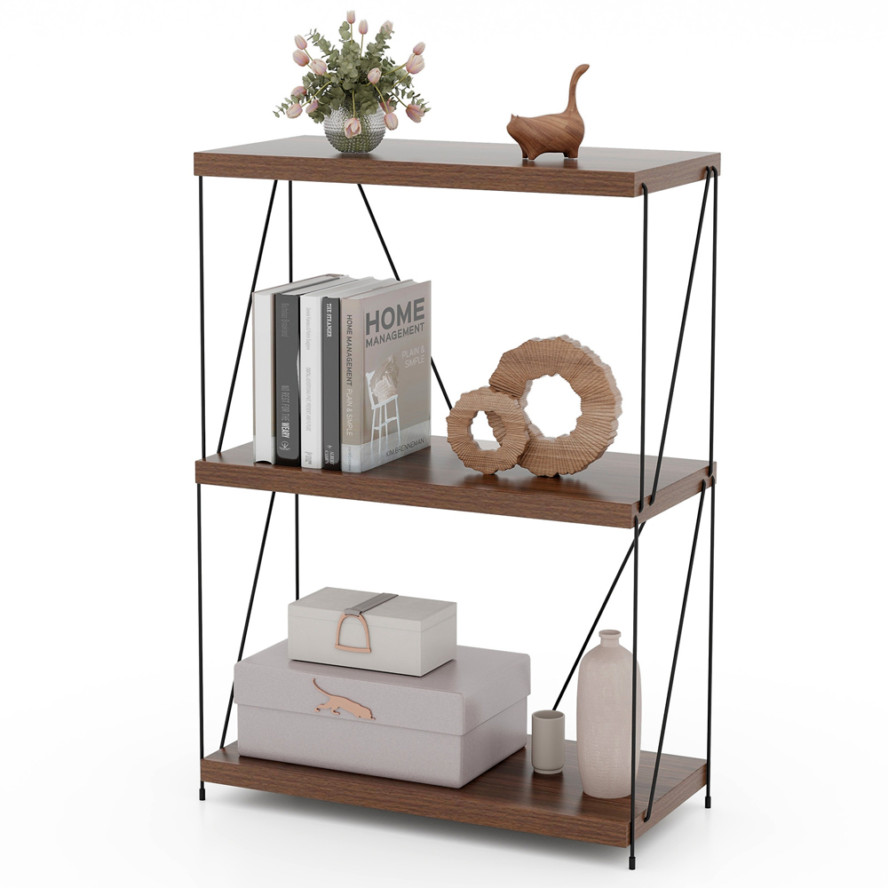 Costway 3 Shelf Brown Multipurpose Display Rack Image 3