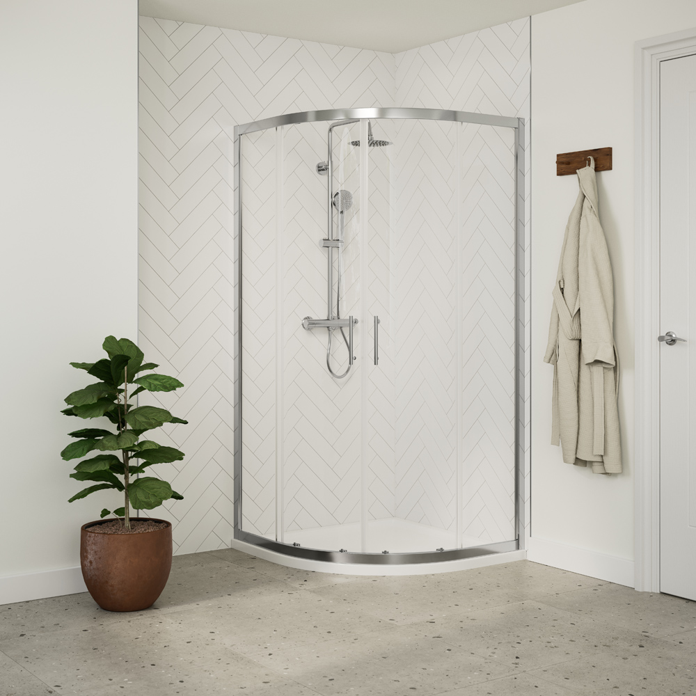 Bathstore Deluxe 45mm White Quadrant Shower Tray with Waste 900mm Image 2