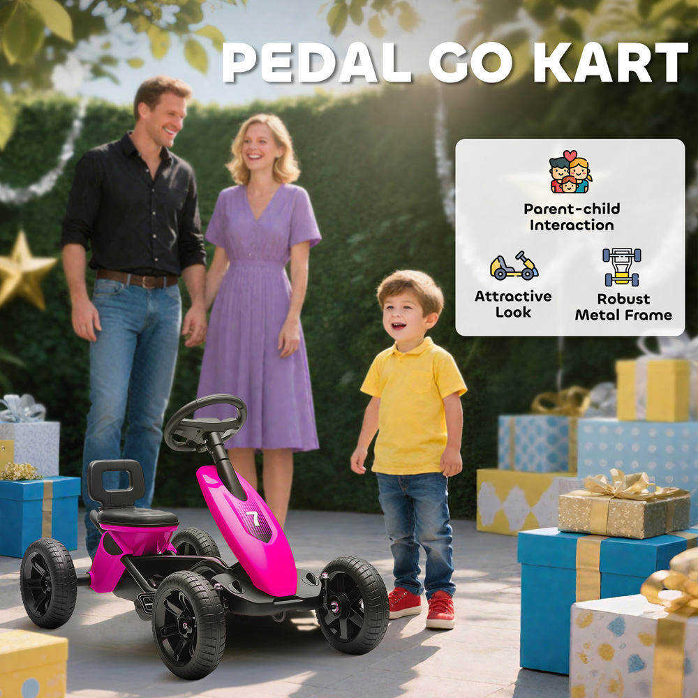 Tommy Toys Kids Pedal Go Kart with Silent EVA Wheels Pink Image 5