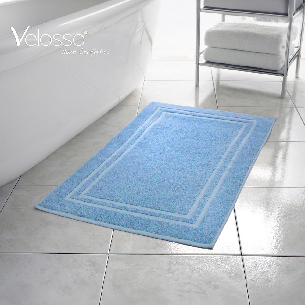 Velosso Blue Cotton Hotel Bath Mat Image 5