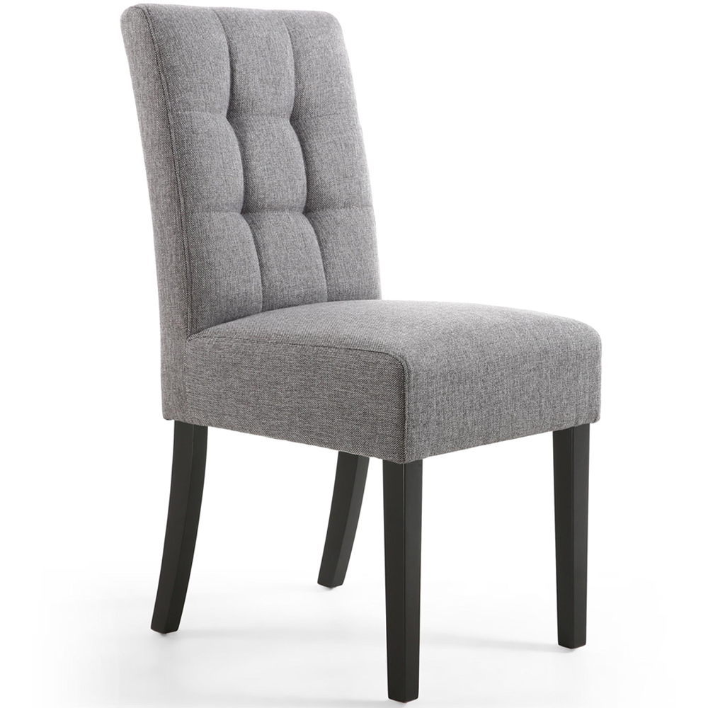 Portland Harlow Steel Grey Linen Black Legs Waffle Back Dining Chair Image 2