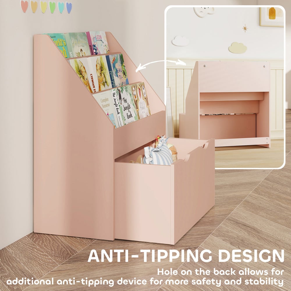 AIYAPLAY 3 Shelf Single Drawer Pink Kids Bookcase Image 5