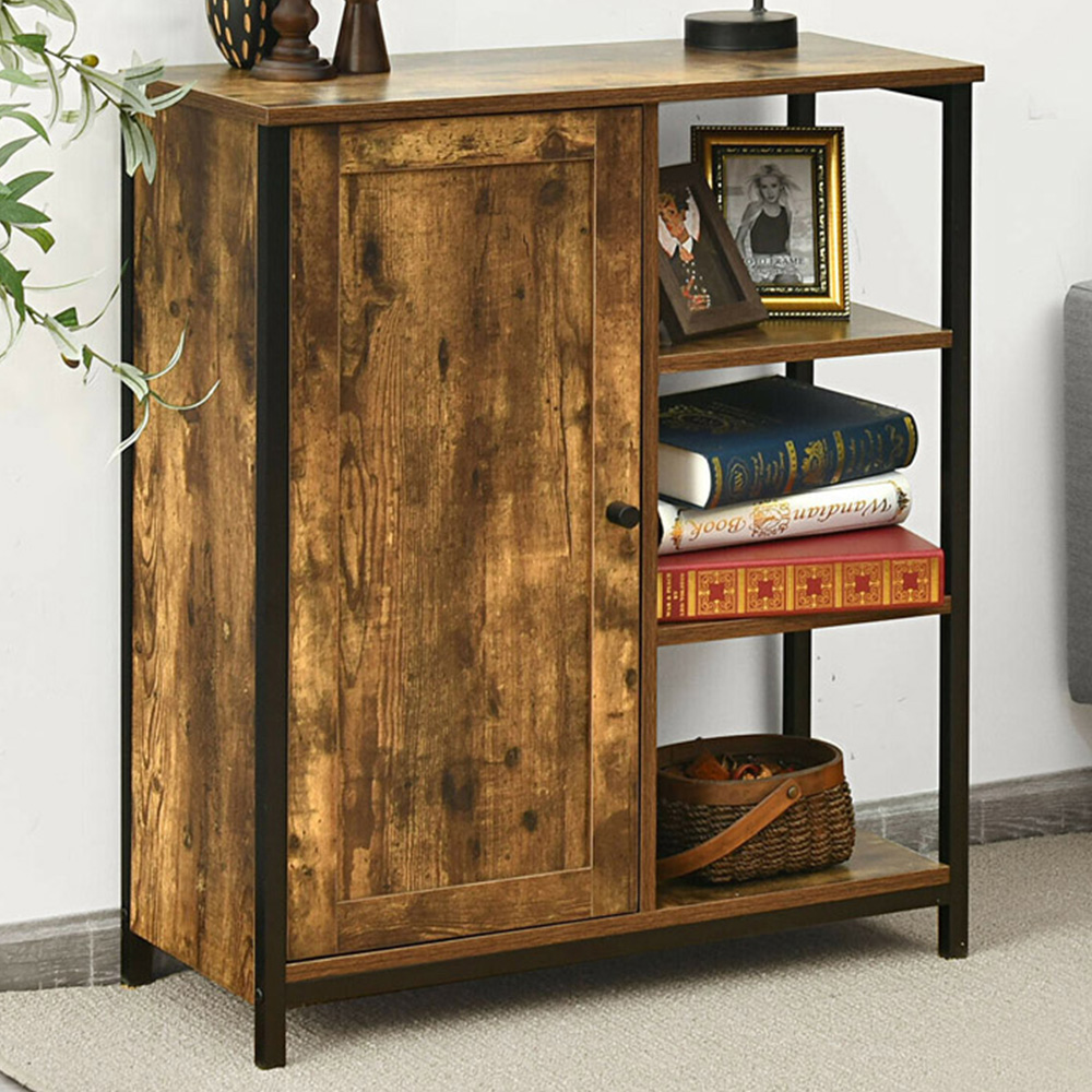Costway Single Door 3 Shelf Industrial Style Storage Cabinet Image 1