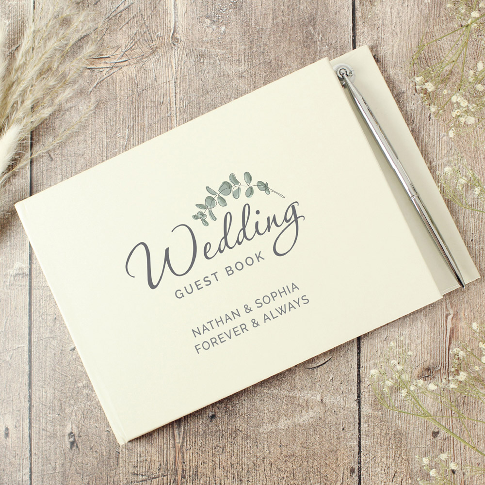 Personalised Memento Personalised Botanical Wedding Guest Book and Pen Image 3