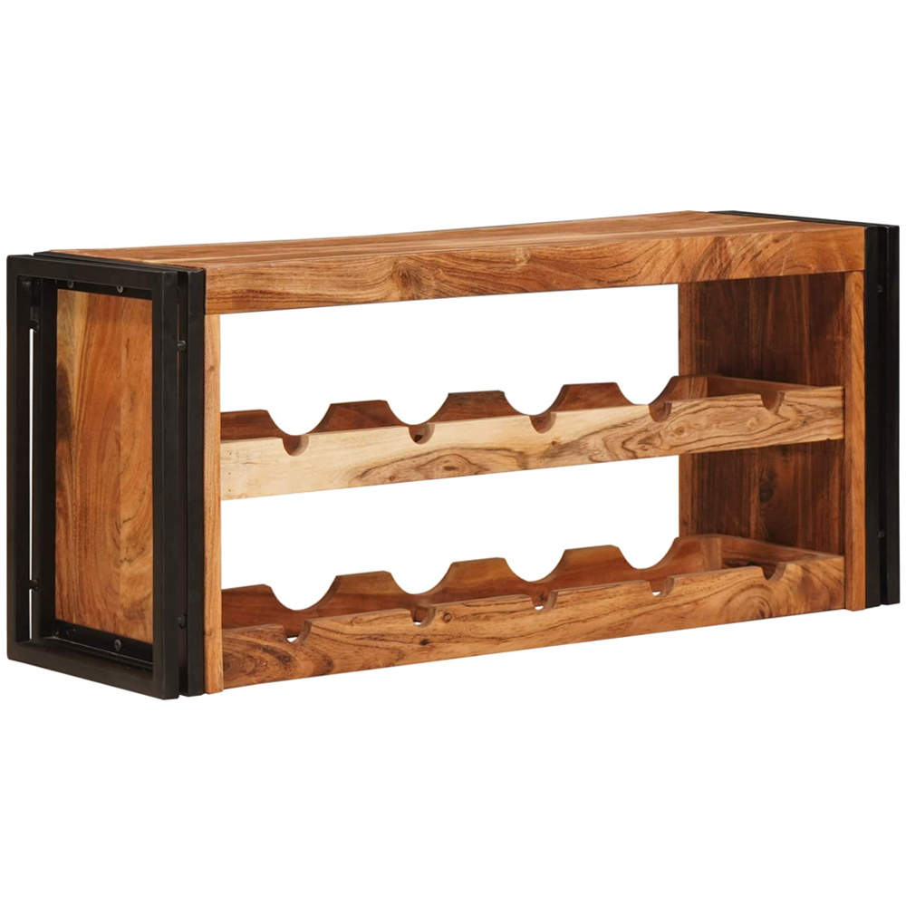 vidaXL 10 Bottle Brown Solid Acacia Wood Wall Mounted Wine Rack Image 3