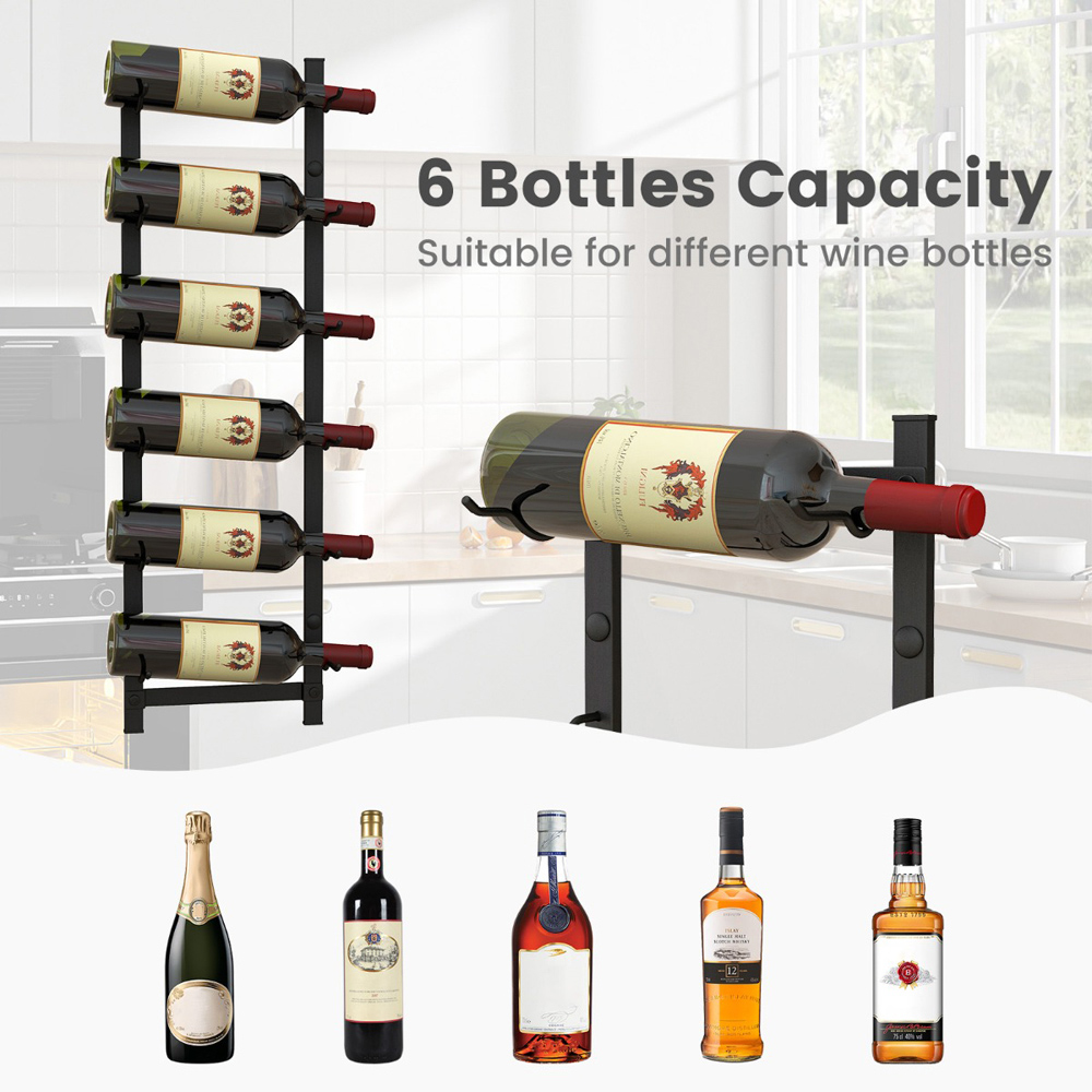 Costway 6 Bottle Wall Mounted Metal Wine Rack Image 5
