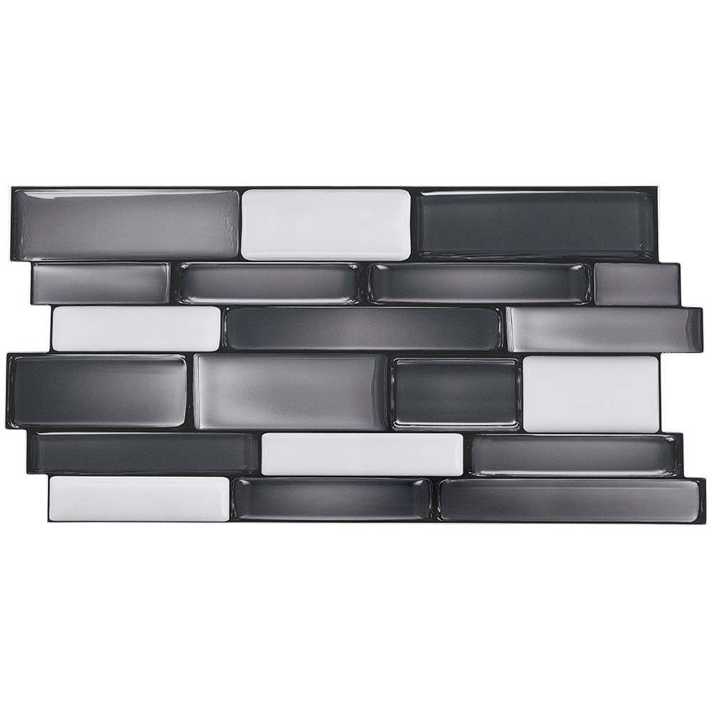 Living and Home Marble Effect Black Self-Adhesive Wall Tile Sticker 20 Pack Image 2