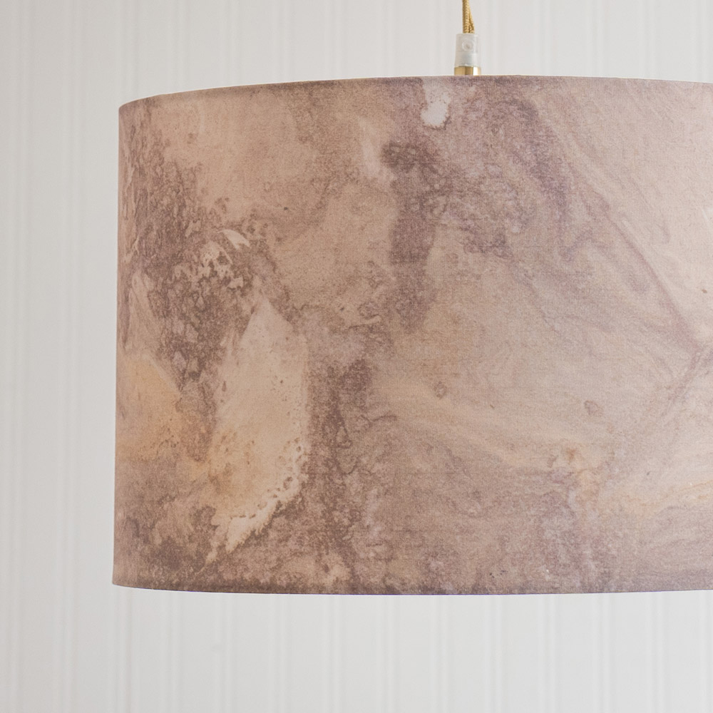 ValueLights Leanne Marble Effect Fabric Drum Easy Fit Ceiling Pendant Lamp Shade Image 3
