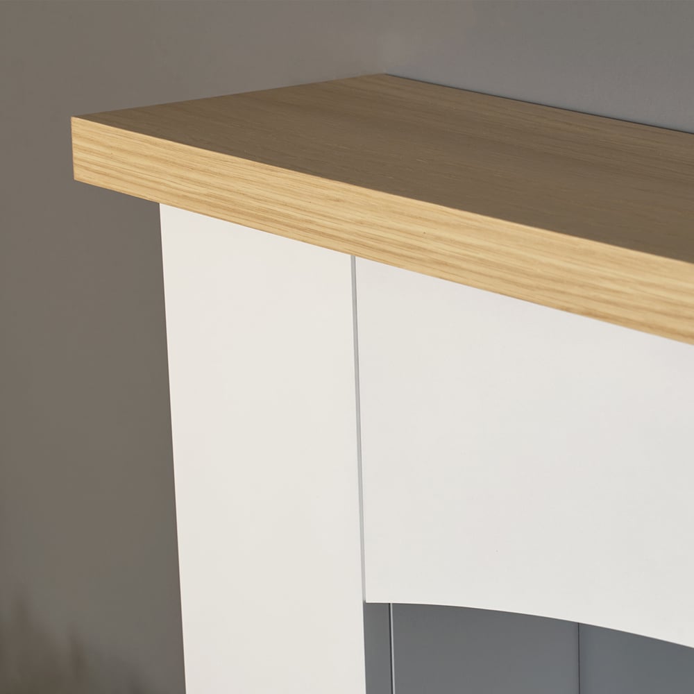 Adam Huxley Pure White and Grey Fireplace with Aviemore Black Electric Stove 39 inch Image 5