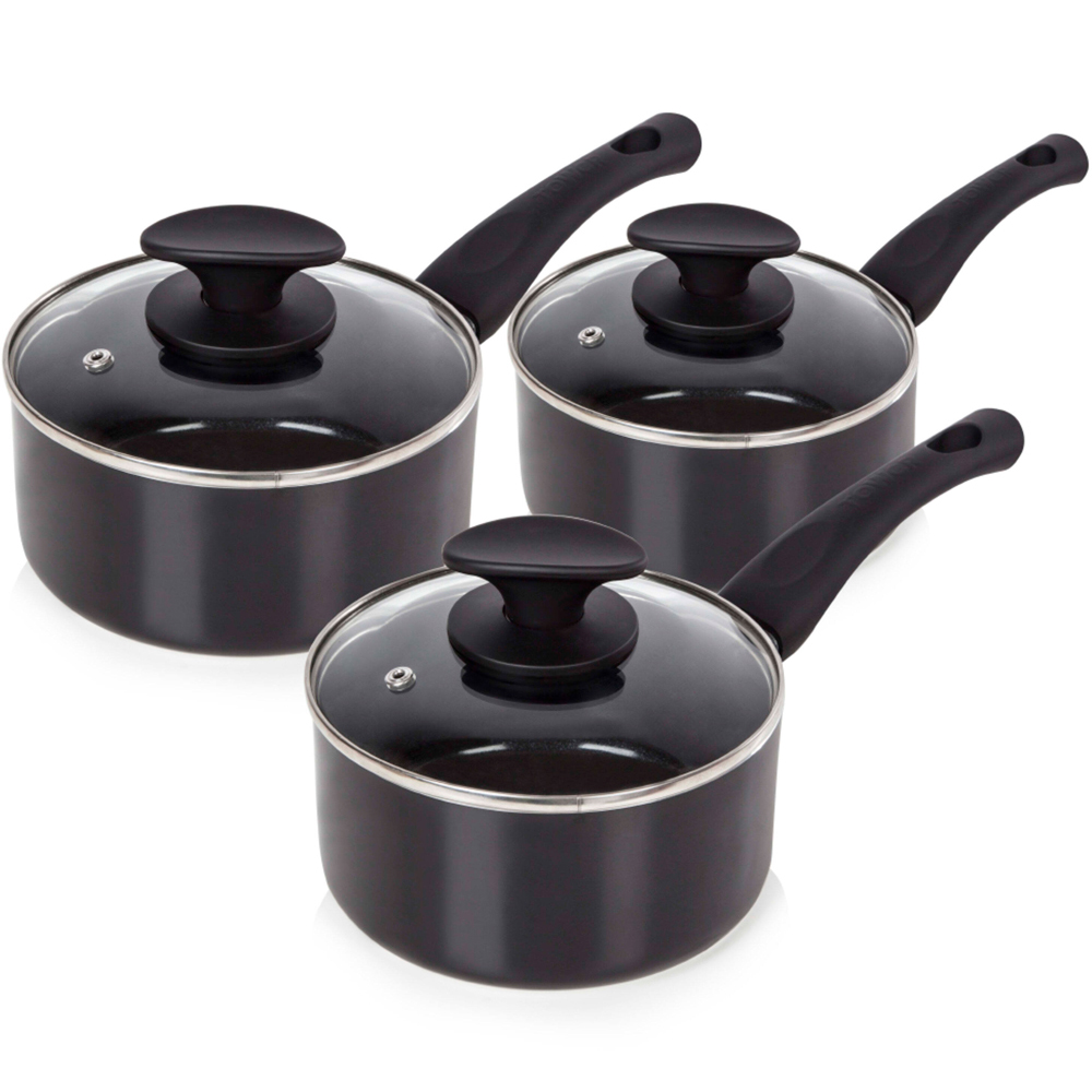 Tower 3 Piece Black Ceramic Pan Set Image 1