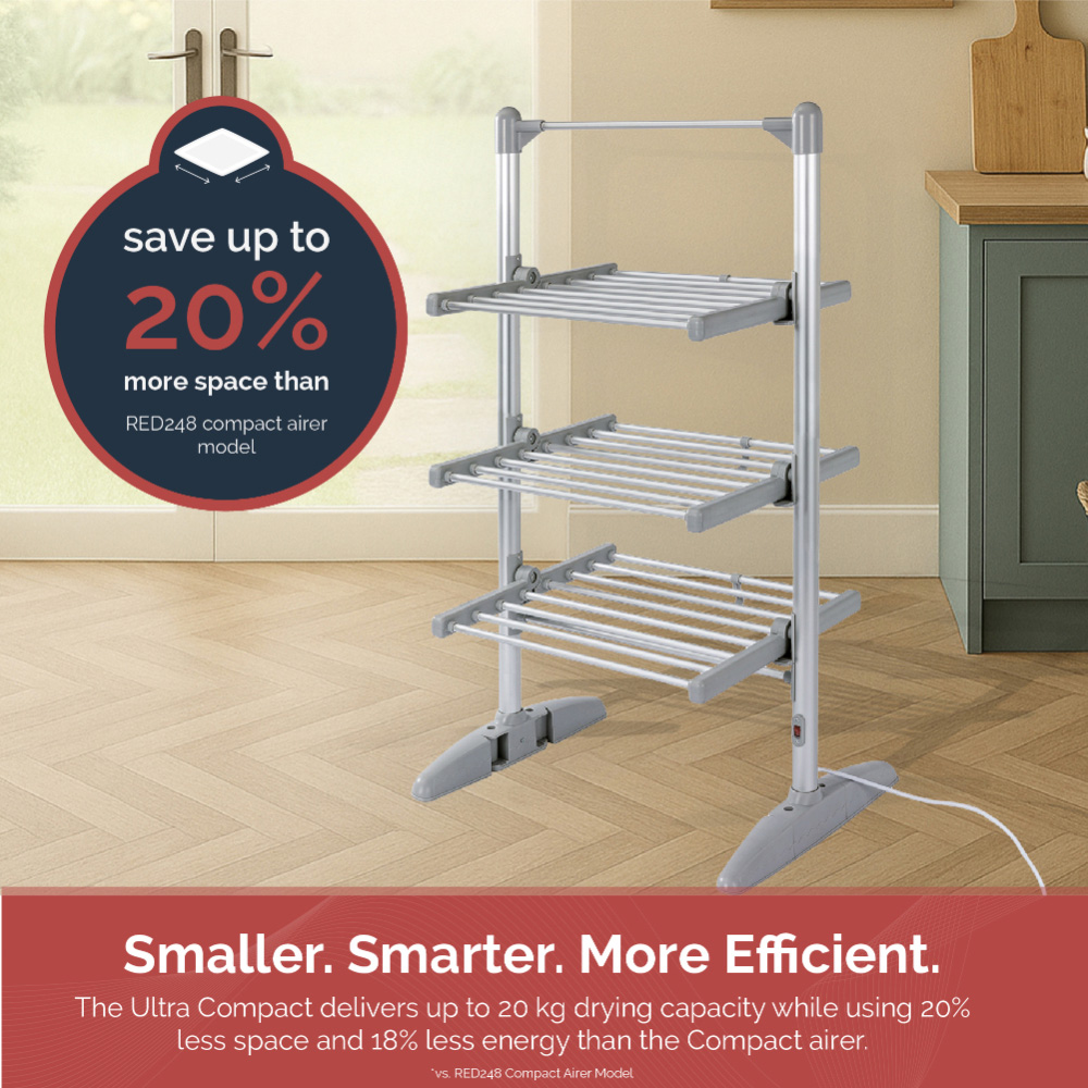 Rediffusion 3-Tier Ultra Compact Heated Clothes Airer with Cover Image 6