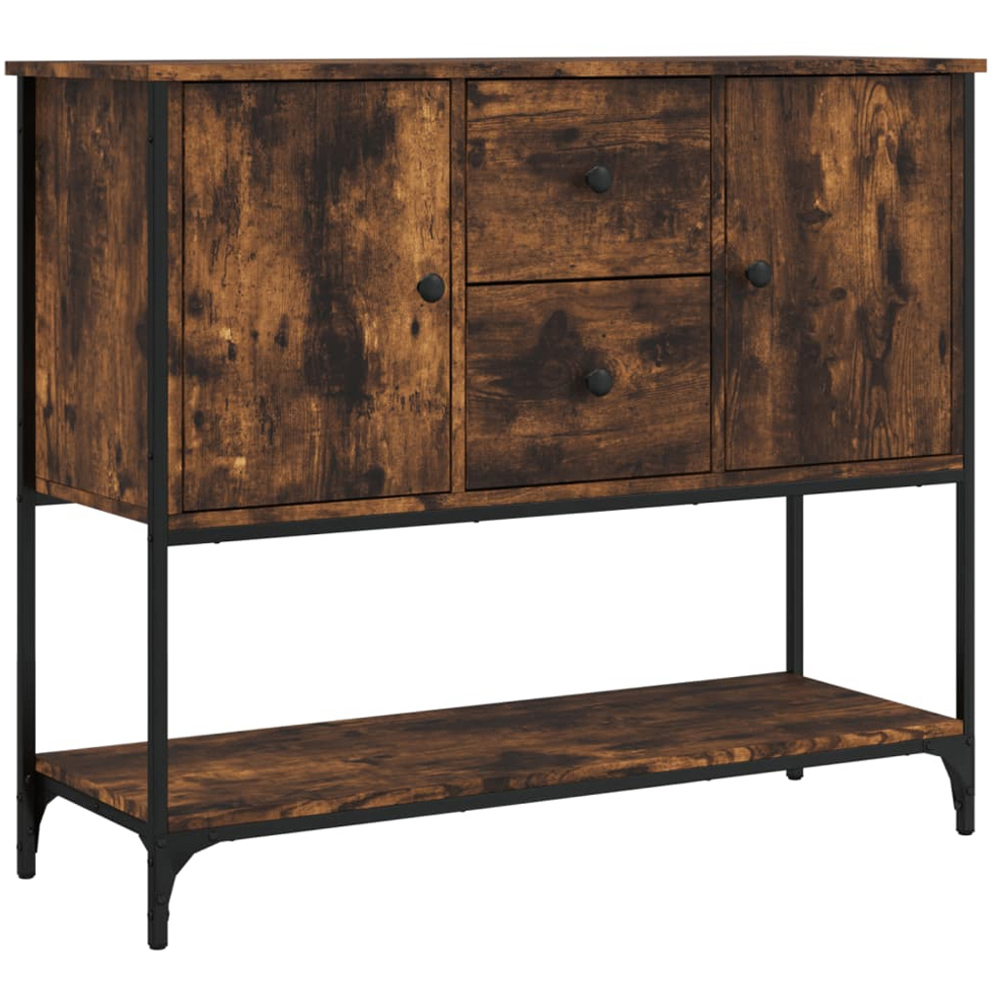 vidaXL 2 Door 2 Drawer Single Shelf Smoked Oak Sideboard Image 2