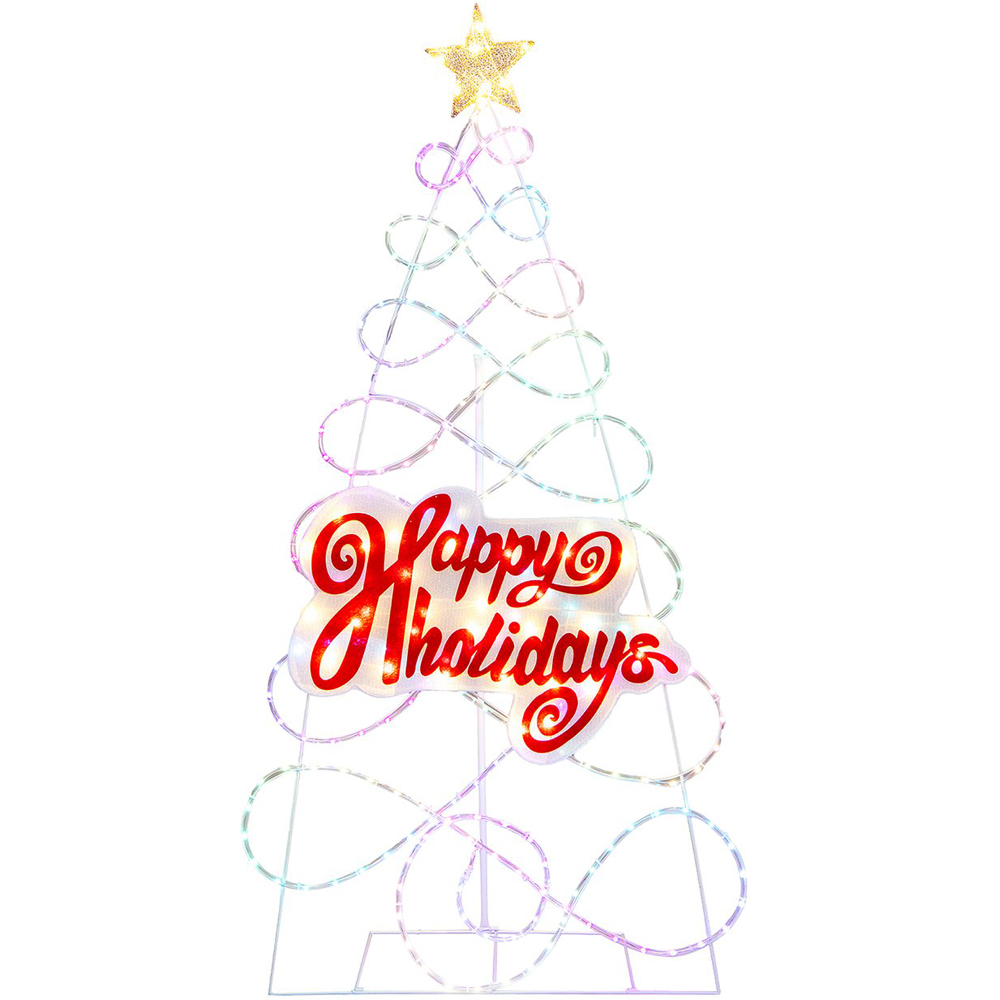 Costway 216 Warm LED Colour Changing Pre-Lit Artificial Christmas Tree 5ft Image 1