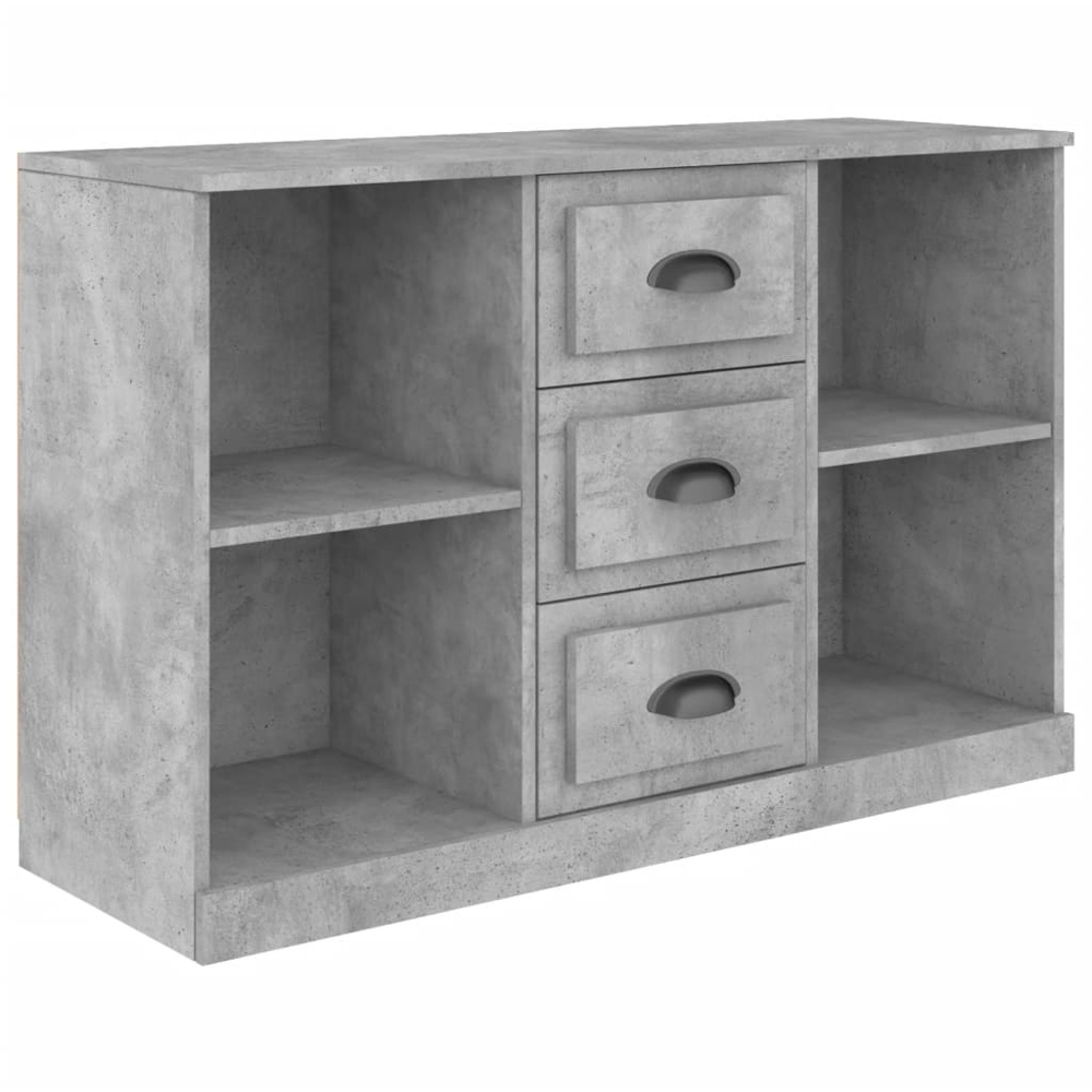 vidaXL 3 Drawer 4 Shelf Concrete Grey Wooden Sideboard Wooden Sideboard Image 2
