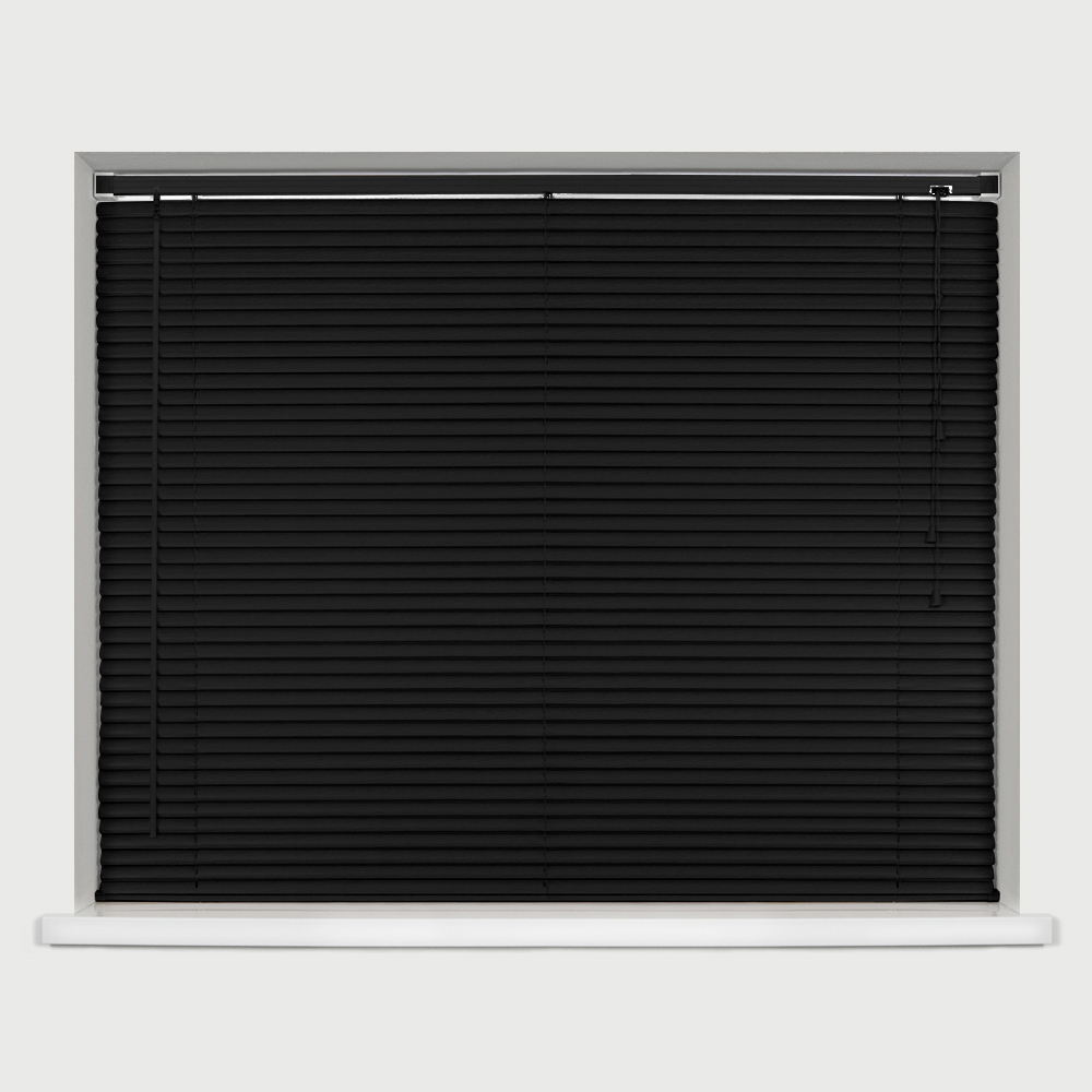 Caecus Wood Grain Effect PVC Venetian Blind Black 135 x 150cm Image 1