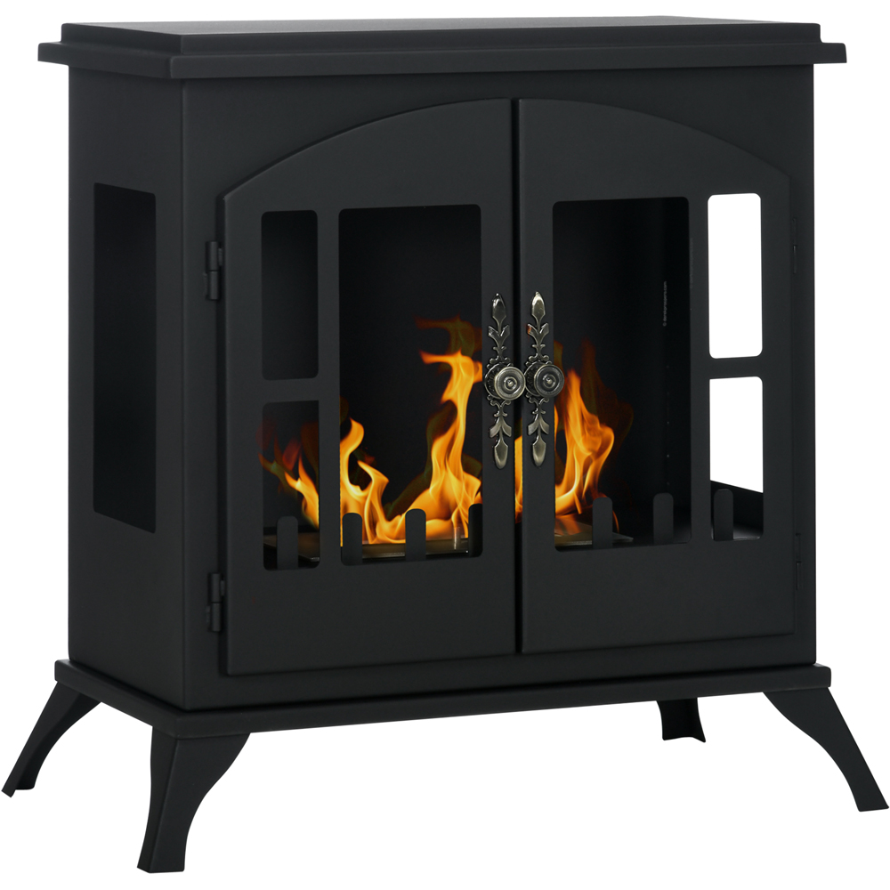 HOMCOM Black Freestanding Ethanol Fireplace Stove with Tank 0.9L Image 1