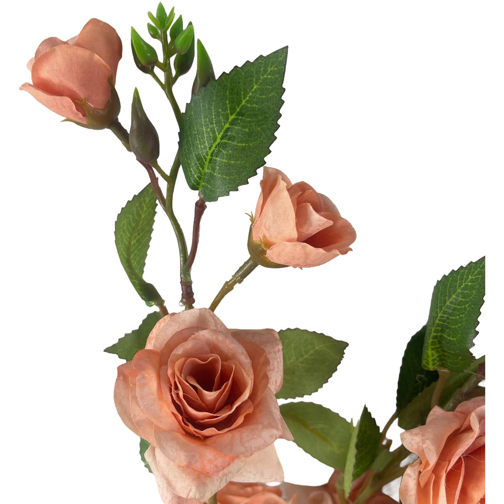 Leaf Pink Rose Artificial Flower Bunch 90cm 6 Pack Image 8