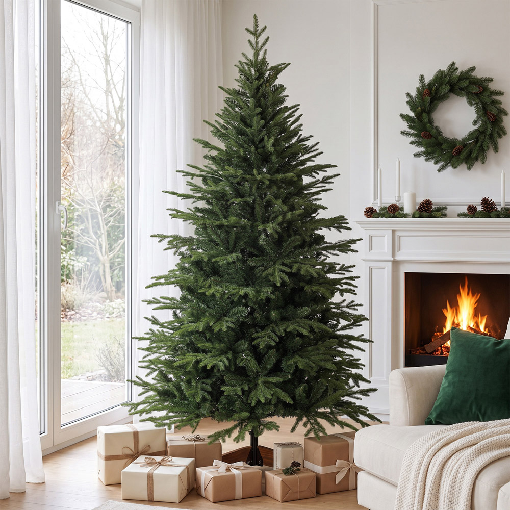 HOMCOM Green Artificial Christmas Tree with 2081 Branch Tips and Solid Pine Wood Stand 6ft Image 7