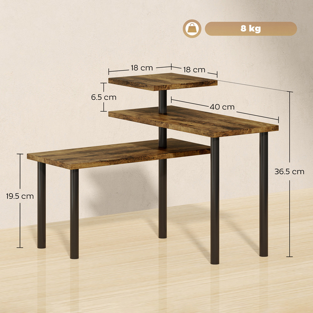 Portland 3 Shelf Rustic Brown Kitchen Countertop Organiser Image 9