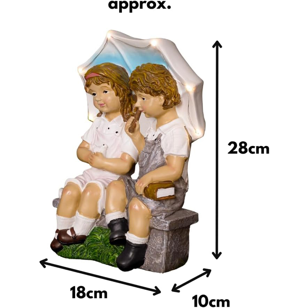 Marco Paul Solar Light Up Umbrella with Boy and Girl Sitting Garden Ornament Image 9