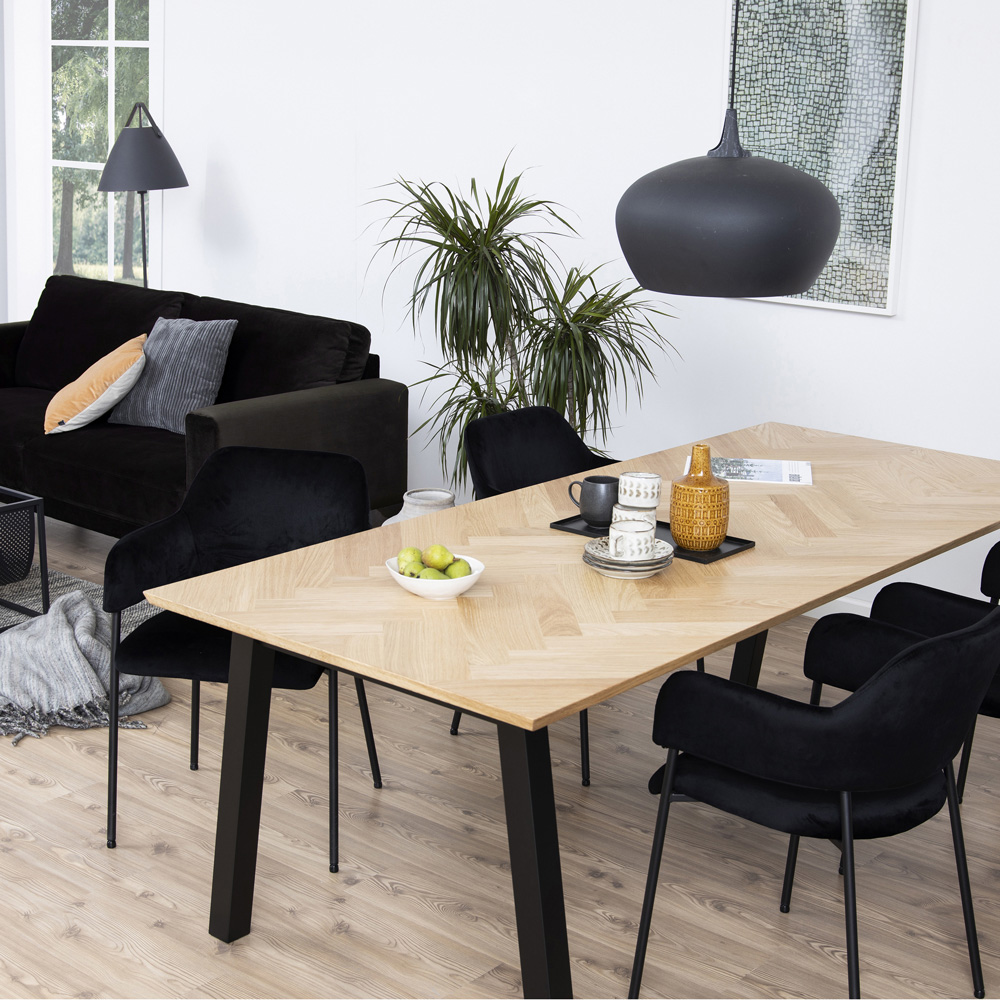 Florence Brighton 8 Seater Herringbone Effect Dining Table Oak Image 9