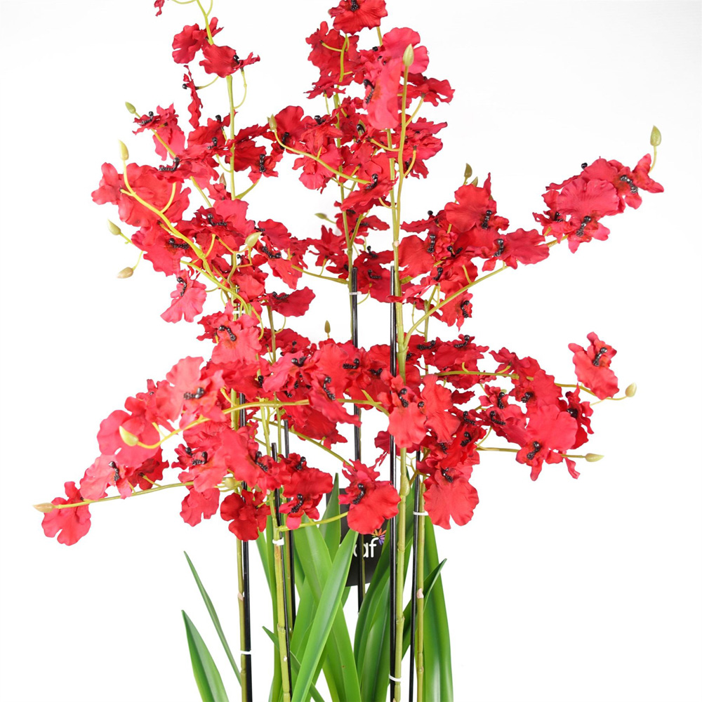 Botanik Red Oncidium Orchid Artificial Plant in Stoneware Planter 3ft Image 3