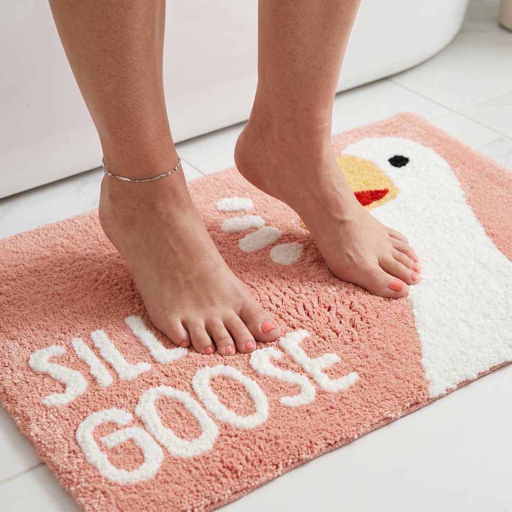 Allure Bath Fashions Blush Silly Goose Slogan Non-Slip Bath Mat 50 x 80cm Image 4