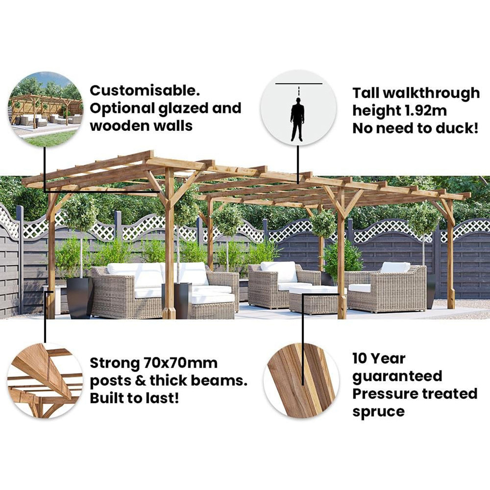 Dunster House Utopia 6 x 3m Brown DIY Plant Frame Pergola Kit Image 4