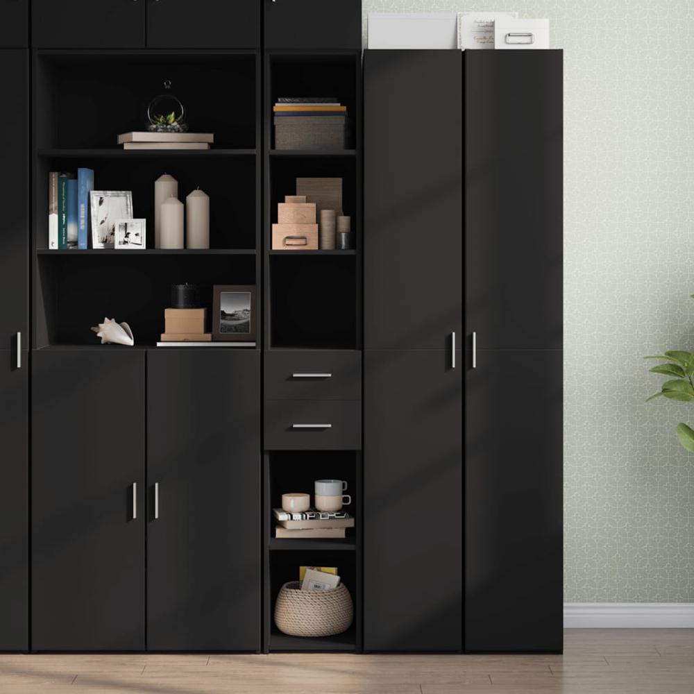 vidaXL 2 Drawer 5 Shelf Black Highboard Image