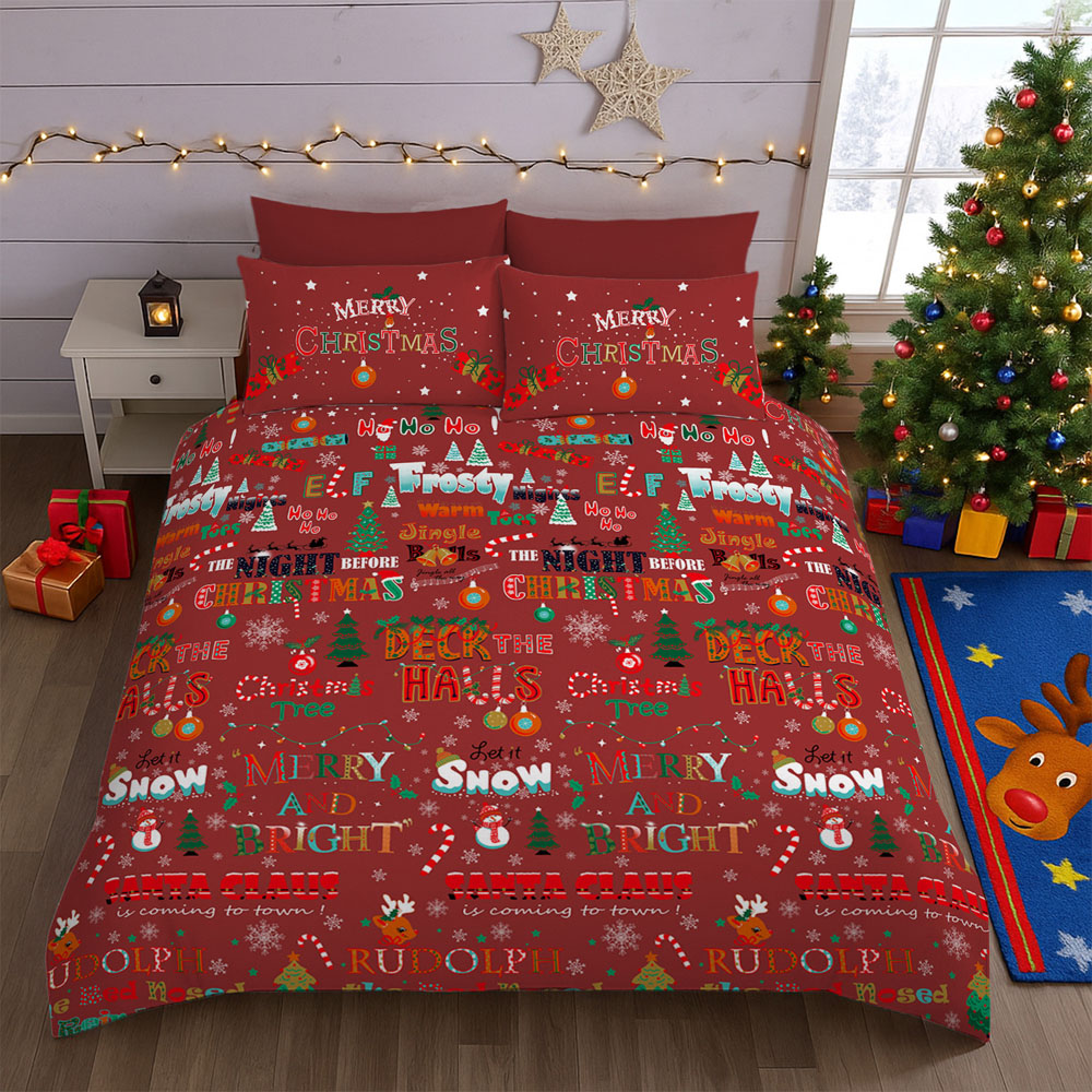 Velosso Single Red Deck The Halls Duvet Set Image 3