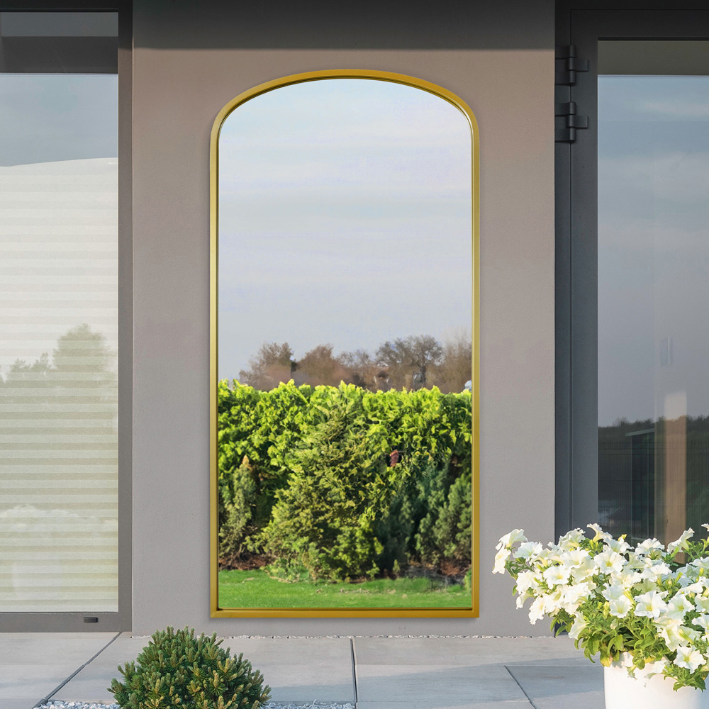 MirrorOutlet The Angustus Gold Metal Arched Garden Wall Mirror 170 x 85cm Image 5
